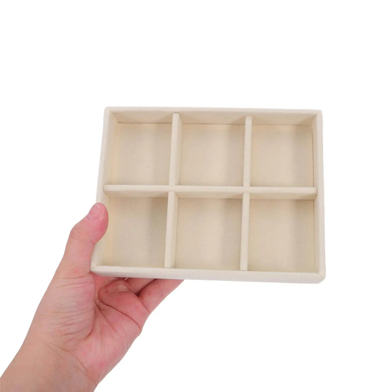 2Pcs Compartment Jewelry Tray Beige with Removable Dividers for Rings Necklaces Bracelets Earrings Jewelry Organizer Drawer