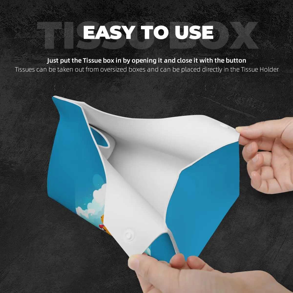 Custom Bikachus Tissue Box Holder Rectangular Series Video Games PU Leather Facial Tissue Box Cover for Car Bathroom