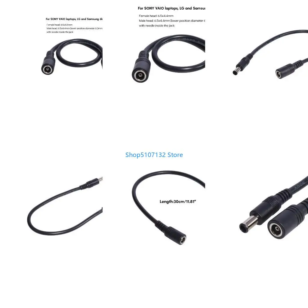 87HD 11.8-inch Power Cable 6.5x4.4mm with Pin Power Supply Connector Cord 18AWG