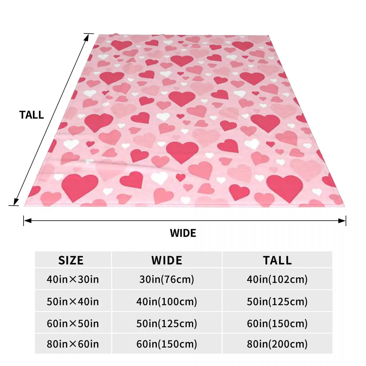 Pink Heart Printed 3 Blankets Flannel Sofa Throw Blanket Warm for Home Bedroom Travel Throws Bedspread Quilt