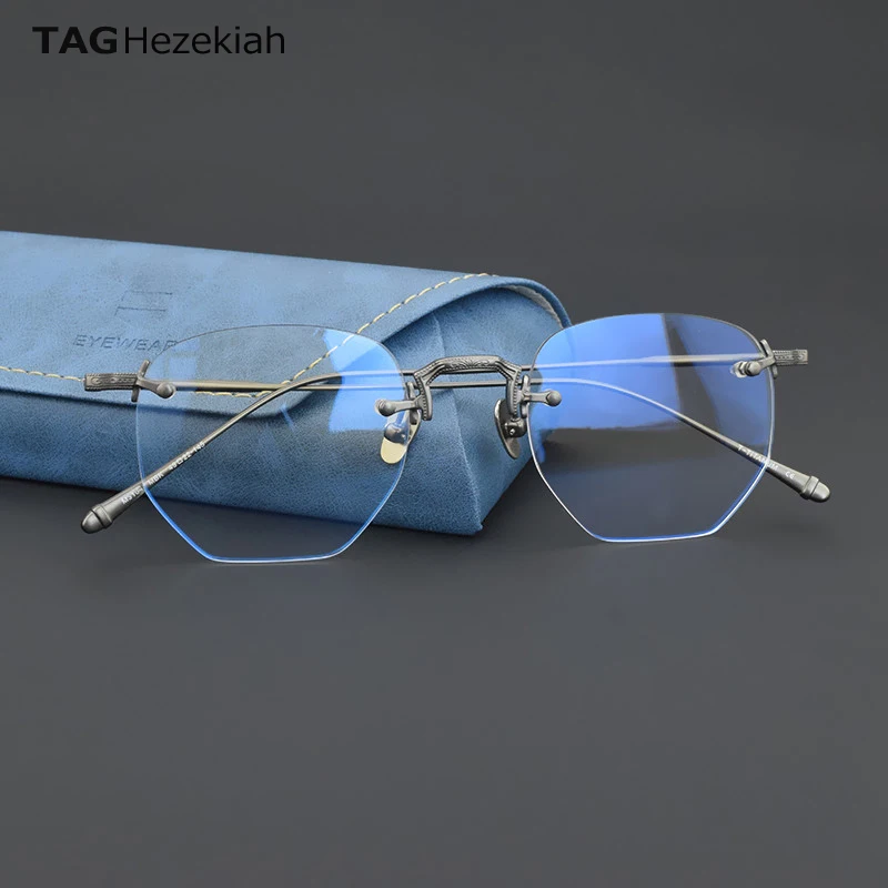 Retro Eyewear Rimless optical glasses frame men Square Brand eyeglasses frames men Myopia computer Ultralight spectacles women