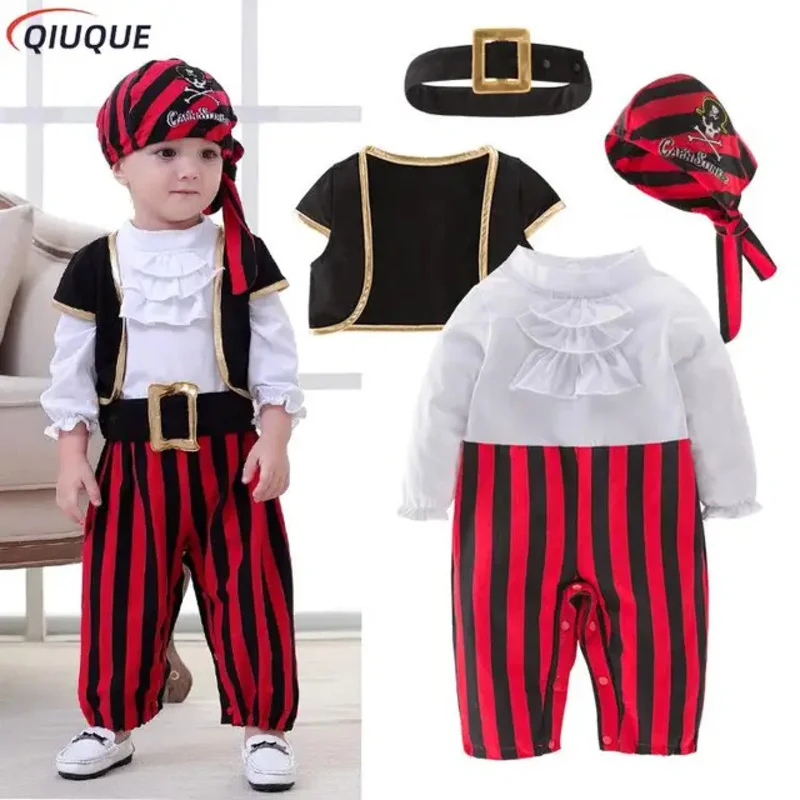 Piraat Kapitein Cosplay Kostuum Baby Romper Jongens Bodysuits Kerst Fancy Kleding Halloween Kostuums Kids Kinderen Jumpsuits