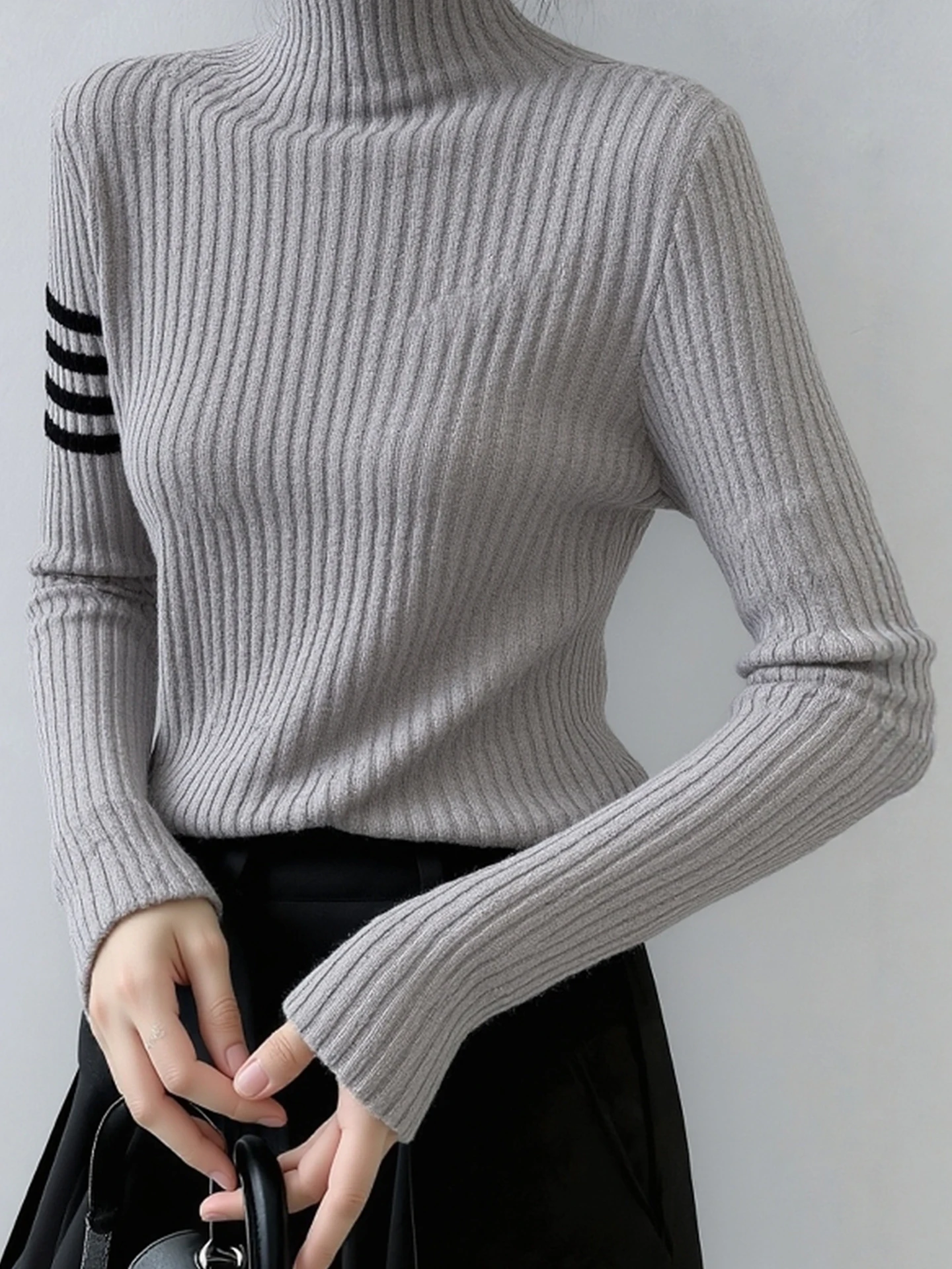 ملابس شتوية طويلة بألوان Sve من Faionable ملابس نسائية طاقم Ne Base irt قميص تنحيف علوي للتنقل مناسب بشكل منتظم #4