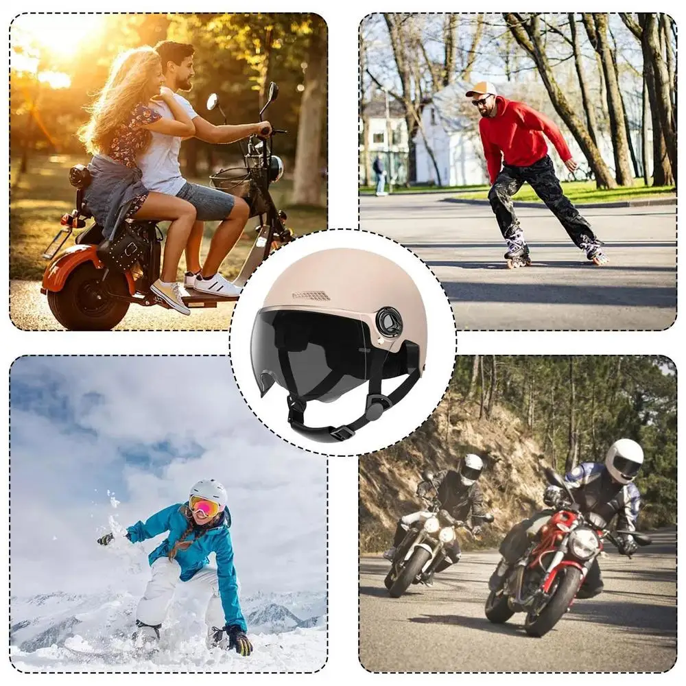 Fahrradhelm 3C-Zertifiziert für Männer, Frauen, Erwachsene und Kinder Cartoon-Elektrofahrrad-Motorrad-Halbhelm mit Schutzbrille – Detail 17