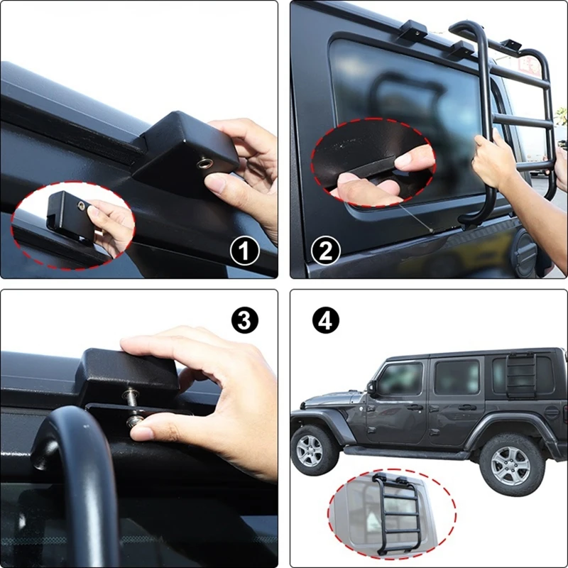 Car Rear Window Extension Climbing Ladder Protective Frame Accessories For Jeep Wrangler JL Gladiator JT 2018-2021