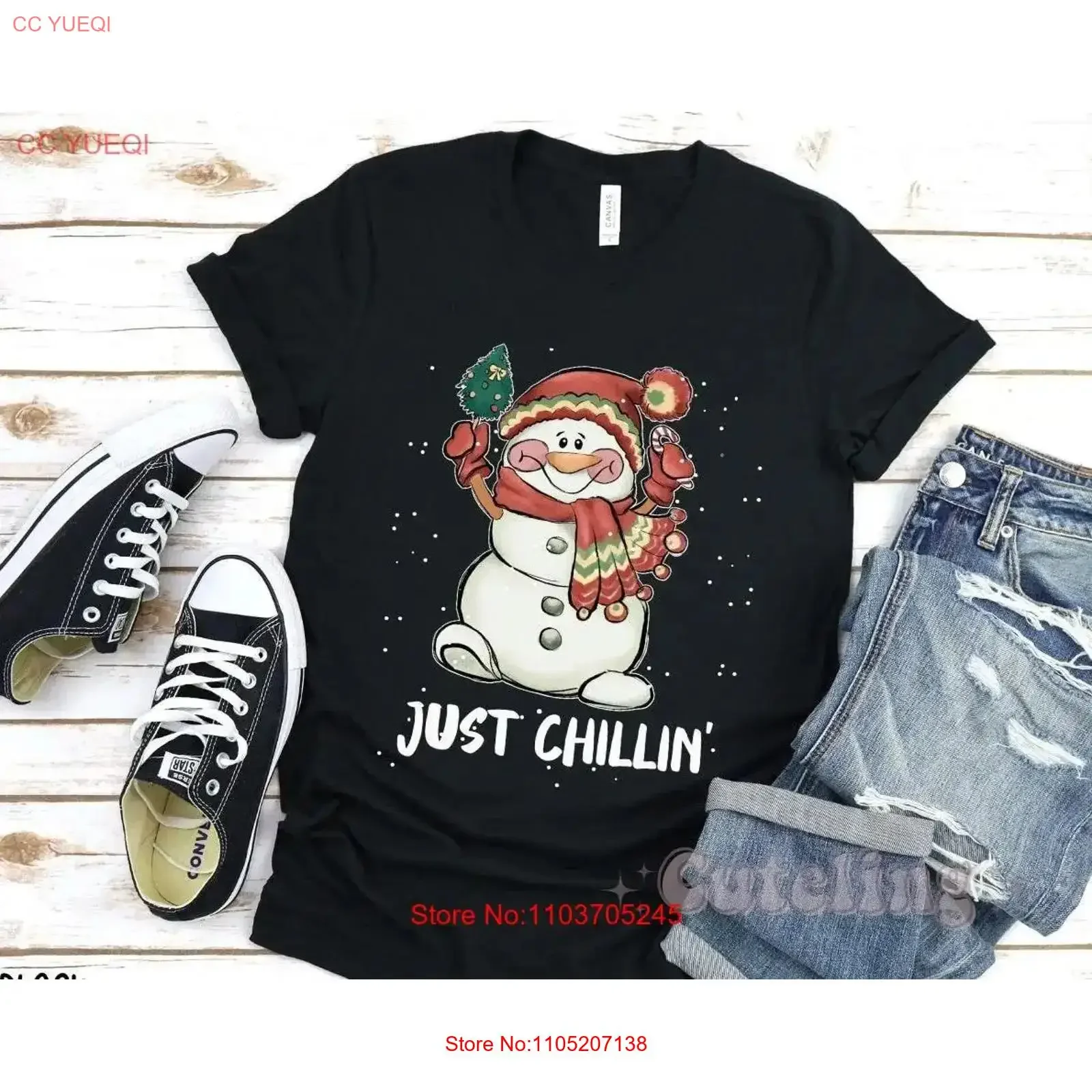 

Christmas Snowman T Shirt Funny Holiday Cute Snowmen shirts Merry Plus Size vintage Washed Stylish Soft Top For Everyday Wear