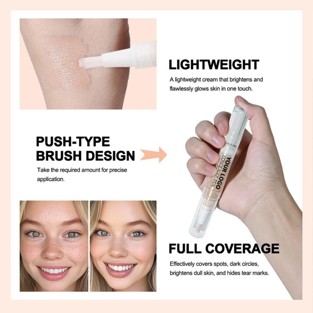 ฉลากส่วนตัวมังสวิรัติ 5ML คอนซีลเลอร์ของเหลว Matte ความคุ้มครองสูงกันน้ําควบคุมน้ํามัน Moisturizing คอนซีลเลอร์ติดทนนาน Stick