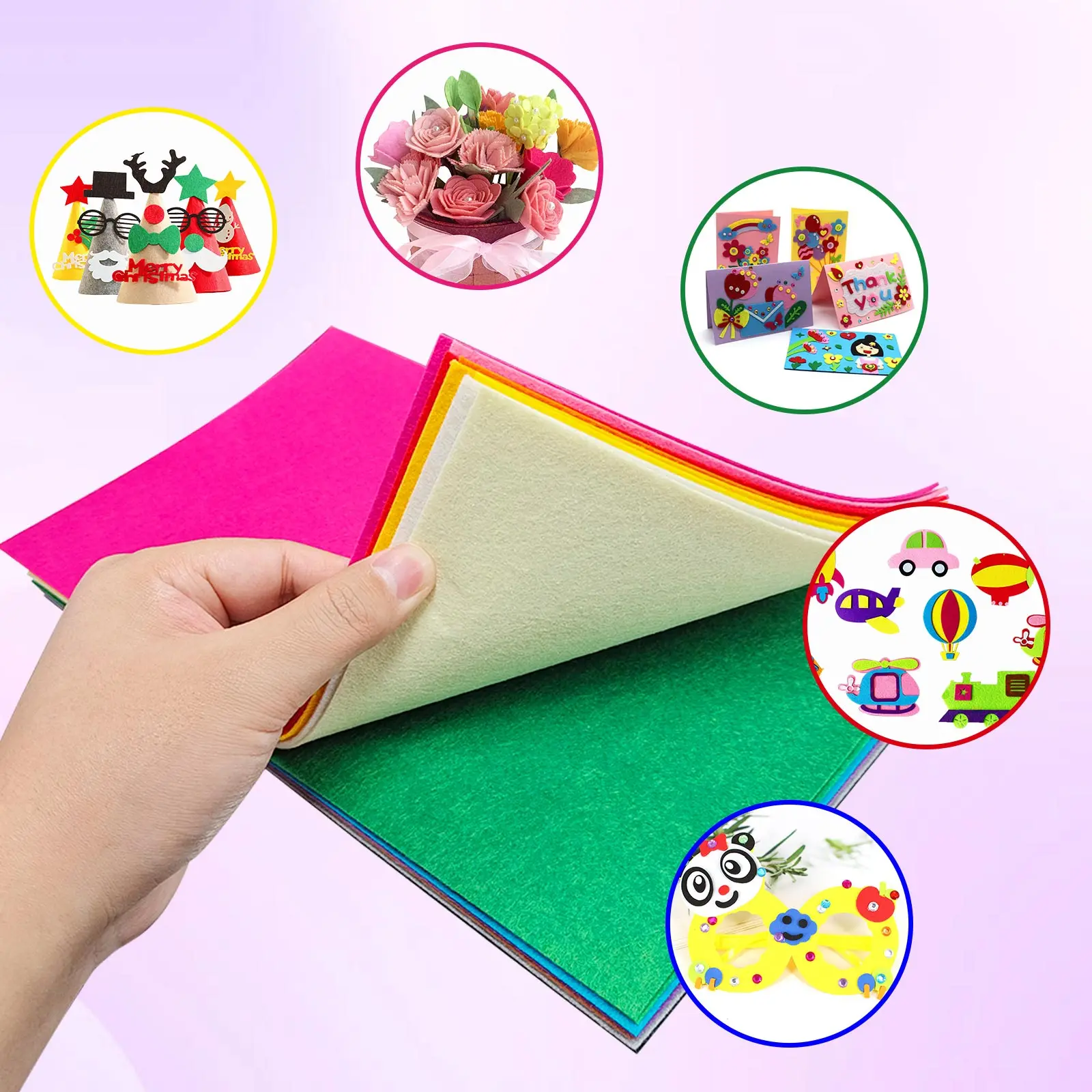 Filzstoffbögen 1mm Steif 17,78x28,7cm 2 Stück Bastelfilzstoff Vliesstoff für Puppenherstellung DIY Nähen Handwerk Dekoration – Detail 2