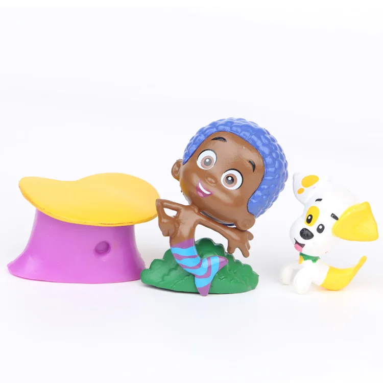12pcs/set Bubble Guppies Cute Bubble Puppy Goby Deema Gil Oona Underwater Scenery PVC Action Figure toys Childs Gift