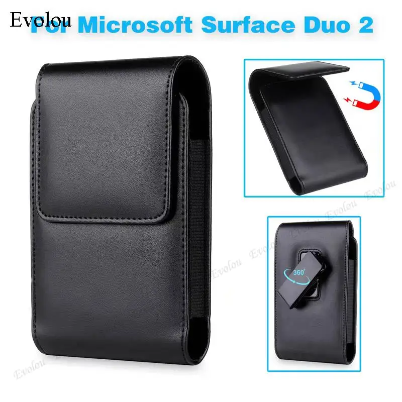 Belt Clip Pouch Case For Microsoft Surface Duo 2 Waist Leather Cases Holster Phone Bag For Microsoft Surface Duo 2 Cover