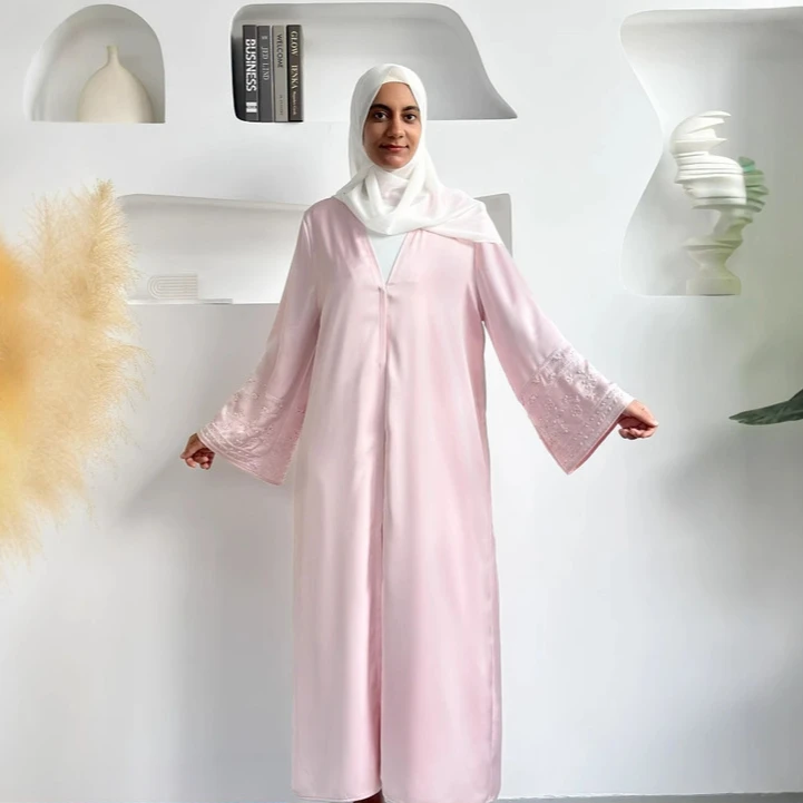 

Ид мусульманские женские платья Джалабия, кардиган с бисером, халат Рамадан, Марокко, Дубай, открытые абайи, кафтан, ислам, 2025, скромные платья