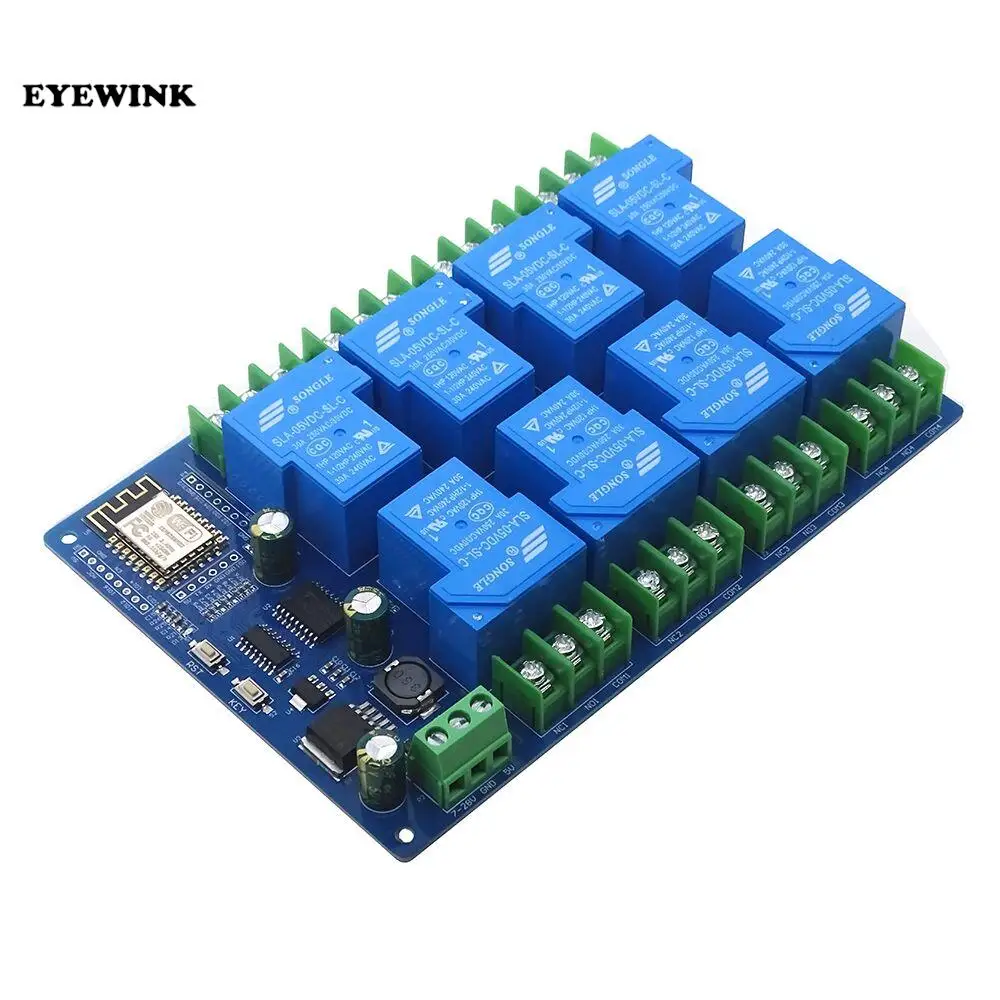 DC7-28 / 5V power supply ESP8266 WiFi 8 channel 30A relay module ESP-12F development board