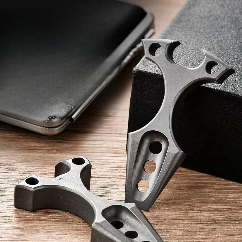 Portable titanium bottle opener keychains for camping and hiking