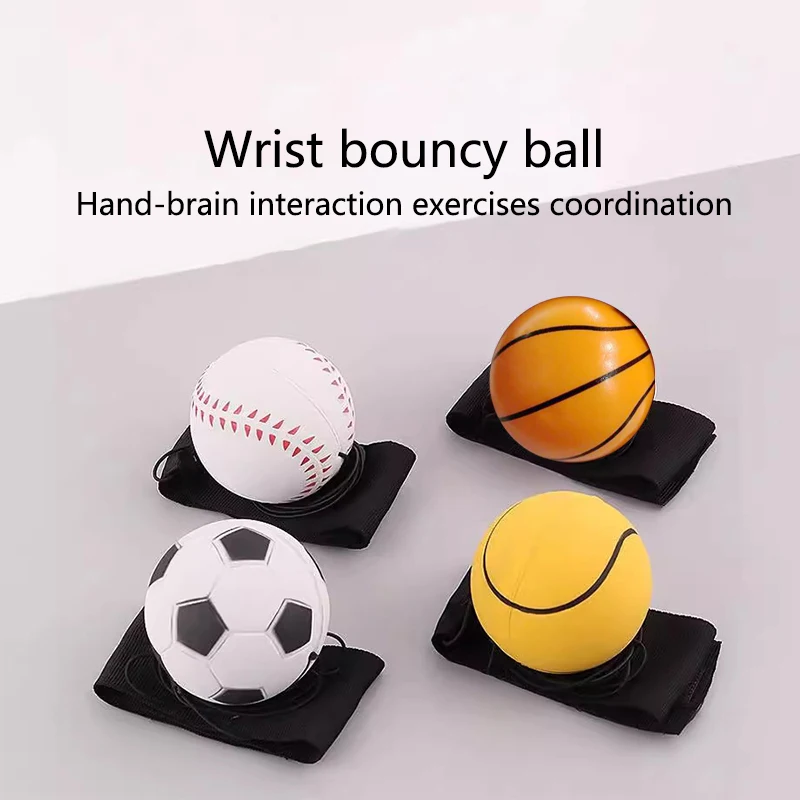 Elastic Wrist Ball Sponge Ball Nylon Rope Game Practice Rubber Handball Children's Toy Finger Ball Outdoor Boys' Leisure Toy