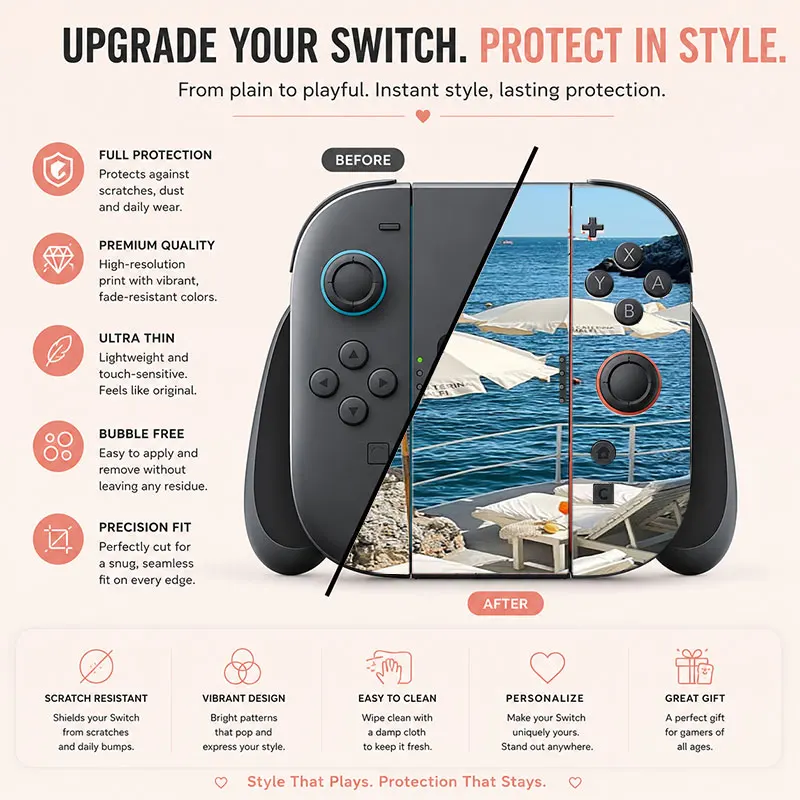 Creative pattern SWITCH game console protective film, with natural touch and comfortable feel, featuring personalized designs