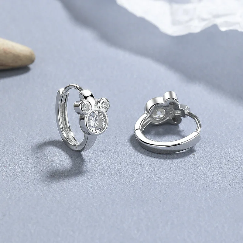 

Sterling Silver 925 Pair of Adorable Animal Hoop Earrings Fashionable Stud Earrings with Sparkling Zirconia