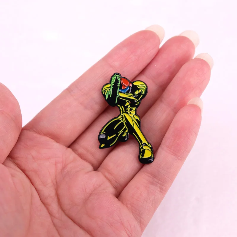 Cartoon manga anime movie game character badge Samus Aran Metroid Enamel Pin brooch fans gift jewelry view 4