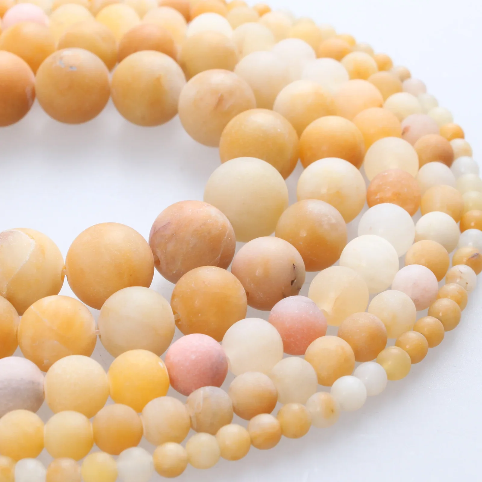 Cuentas de piedra Natural, Jade amarillo mate, topacio amarillo esmerilado, cuentas redondas sueltas de Jade 4 6 8 10 12mm para pulsera, fabricación de joyas