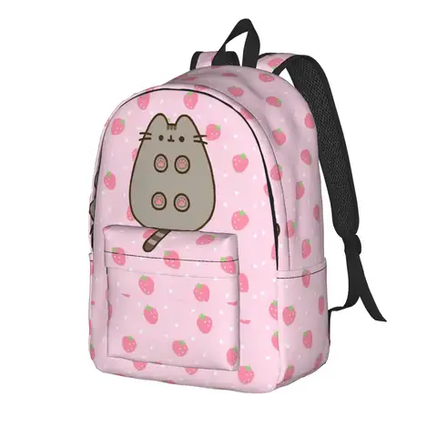 P-Pusheencats Cat Cartoon Backpack for Men Women Cool High School Hiking Travel Daypack Laptop Computer Canvas Bags Gift