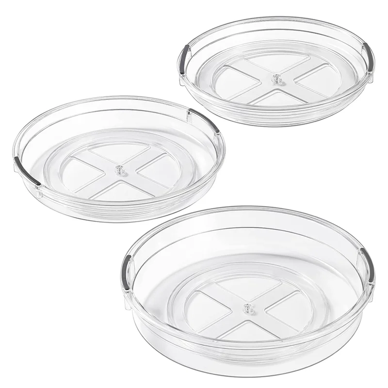 

A84E-Clear Lazy Susan Turntable Organizer Turntable Organizer For Cabinet Rotating Spice Organization