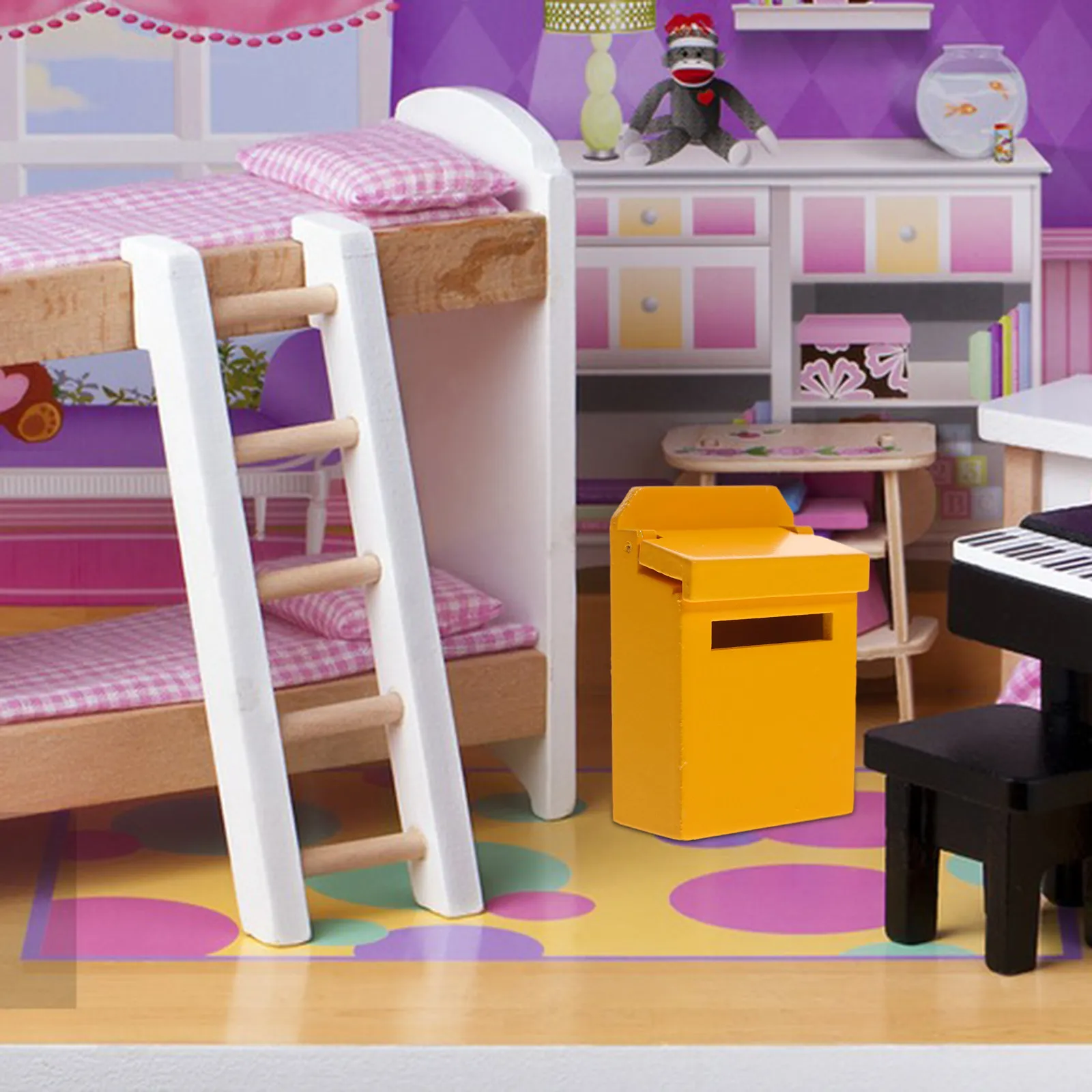 ミニチュアフリップメールボックス木製ミニチュア家具diyクラフトプレイセット子供用ミニハウスデコレーションミニメールボックスオーナメント