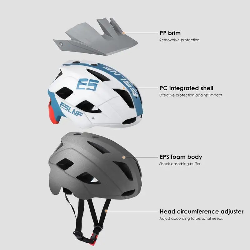 Mens Bike Helmets Cycling Head Gear With Removable Brim Adult Bike Helmets Protective Breathable Gear For Road Bike Cycling