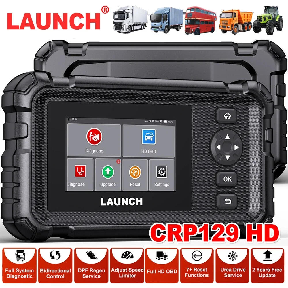 

LAUNCH CRP129HD Truck Diagnostic Tool Complete System OBD2 Scanner For Iveco MAN Heavy Duty Truck Diesel Scanner Oil DPF Reset