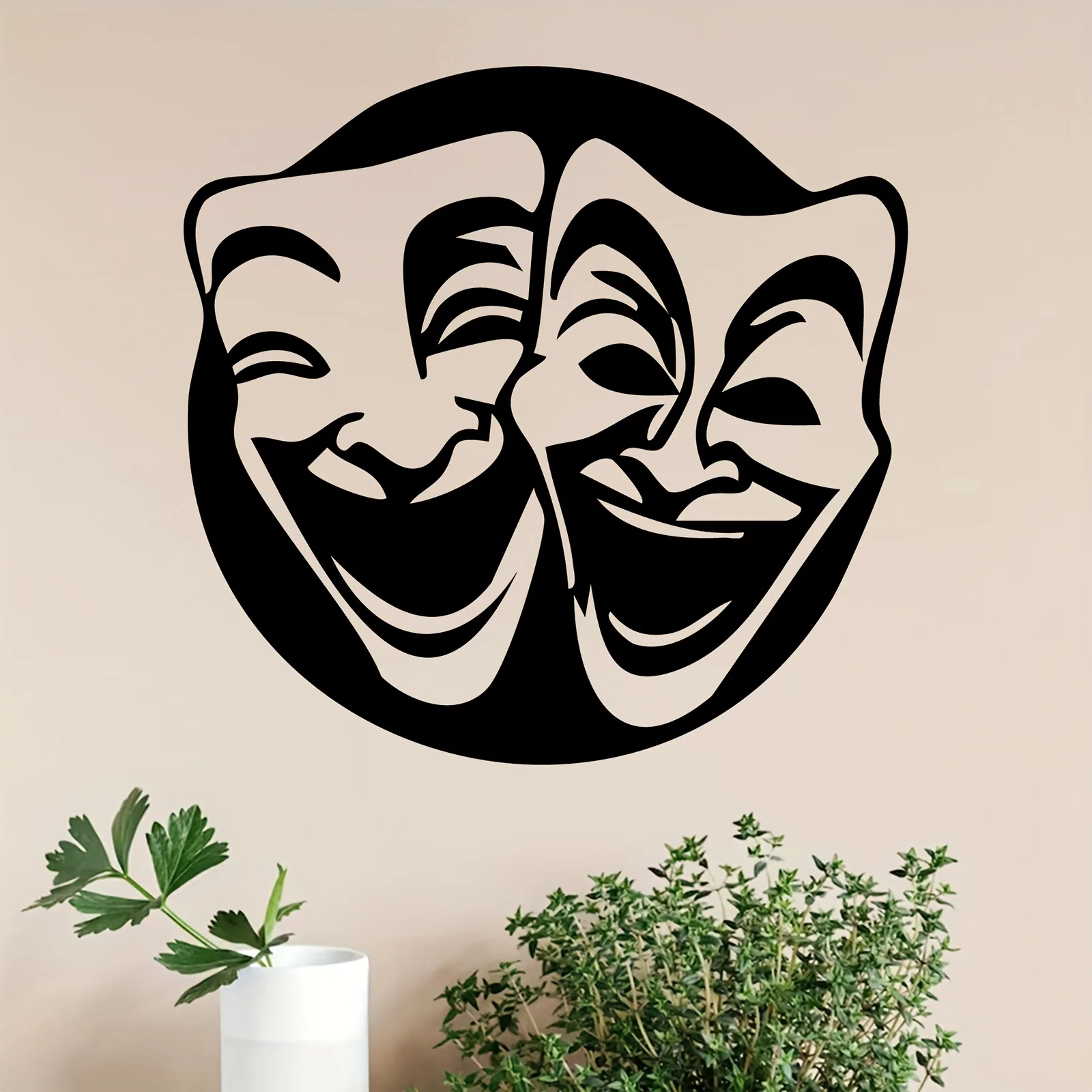CIFBUY Metal Wall Art Iron Hanging Decor 2D Sculpture Comedy Tragedy Masks Rustproof Theater For Garden Fence Home Drama Lover
