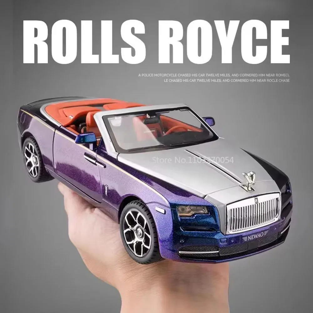 1:24 Rolls-Royce Dawn Diecast Aolly Car Model Toy Doors Opened Pull Back Sound Light Rubber Tires Toy Miniature Vehicle Boy Gift