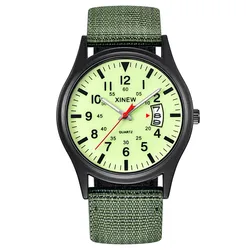 XINEW-Relógio Quartz de Nylon Masculino, Militar, Esportes, Data, Moda, Marca Relógios para Homens, Erkek Barato, Saat