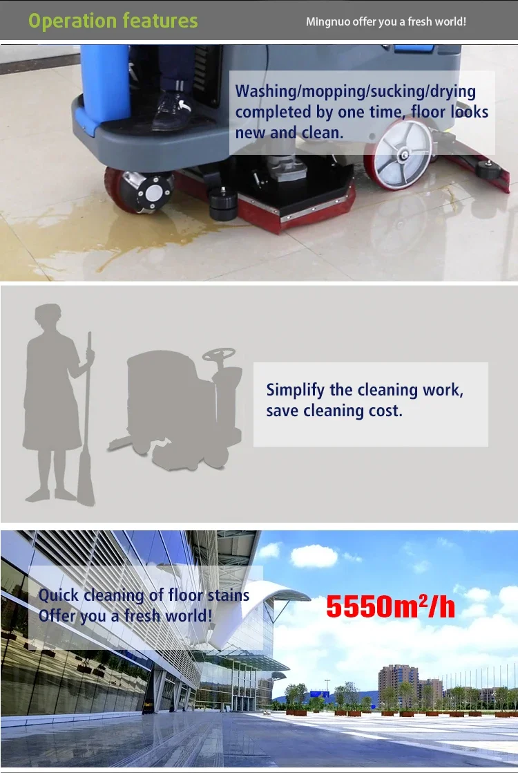 MN-V7 Ride-on Scrubber, Electric Mop Cleaner Machine, Marble & Granite Floor Scrubber
