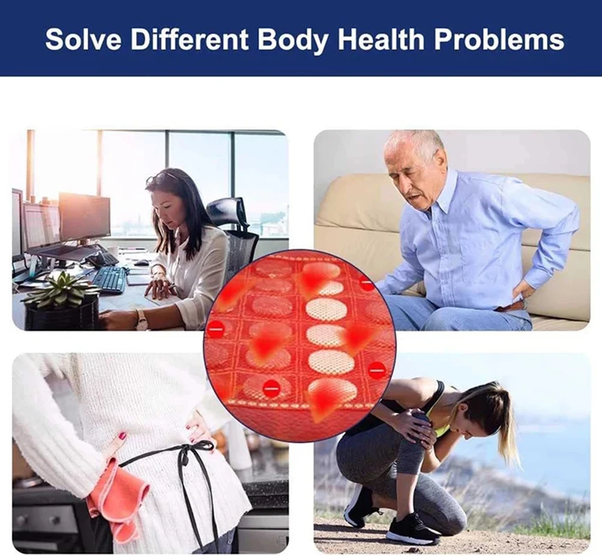Far and Near Infrared Hot Stone Pads Hot Stone Therapy Square Massage Pads Relieve Pain Suitable for Office and Home Use