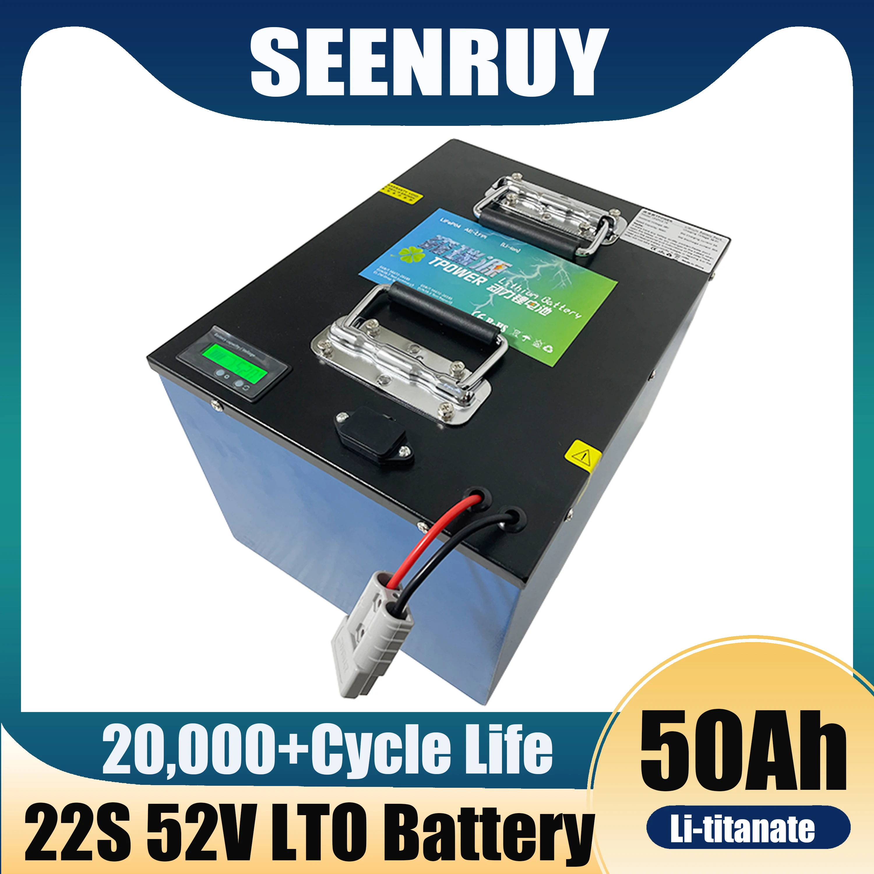 

SEENRUY 48V 50AH LTO Rechargeable Lithium Titanate Battery for RV EV Autocaravans Solar System Provide 10A Charger