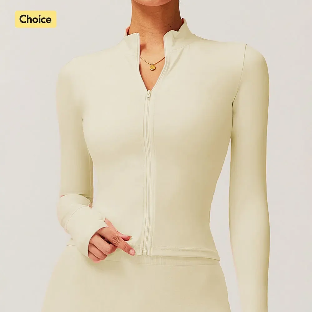 

Zipper Women's Jackets New in Tight Running Sports Tops Breathable Nude Fitness Training Quick-drying Long-sleeved Yoga Clothes