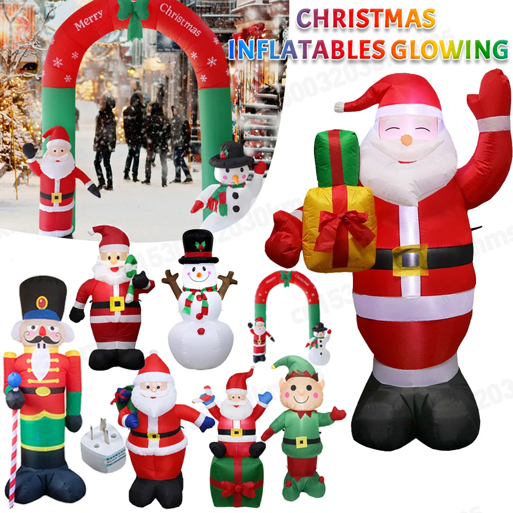 Christmas Inflatables Glowing Snowman Penguins Santa Claus Built-in LED Decoration for Xmas Party Indoor Outdoor Garden Yard