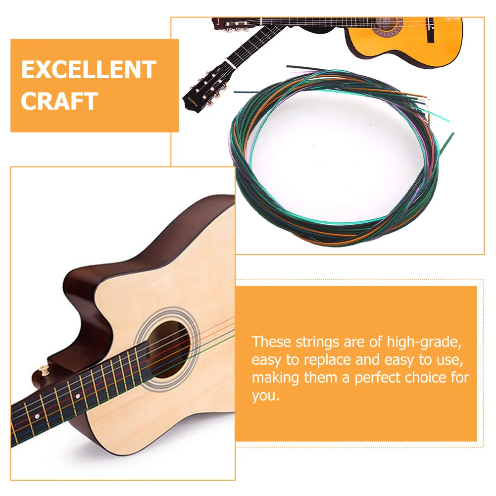 

1set 1Set Colorful Guitar Strings High-Grade Rust-Proof Durable Replacement For Acoustic Folk Guitar String Supplies Copper Wire