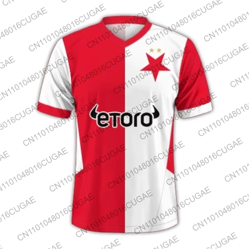 

24_25 Slavia Prague Style Football Jerseys 3D Printed Short Sleeved T-shirt Home Away Kit Sports Top Same for Adults & Children