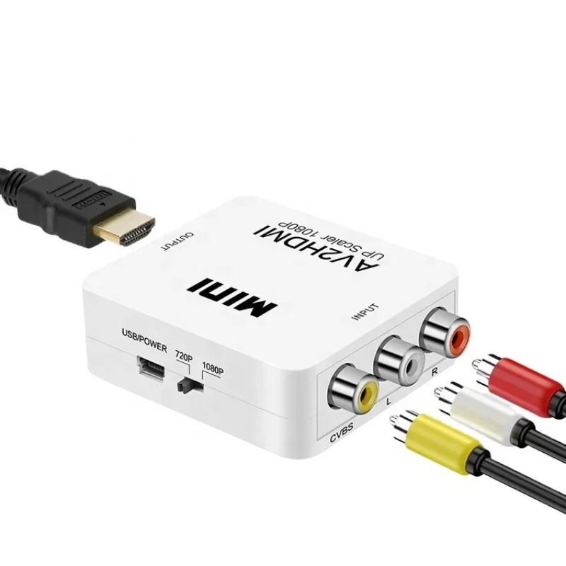 

Hot RCA To HDMI HDTV Composite 1080P 3 RCA Adapter Mini HDMI To AV Audio Video Converter Small Box Mini