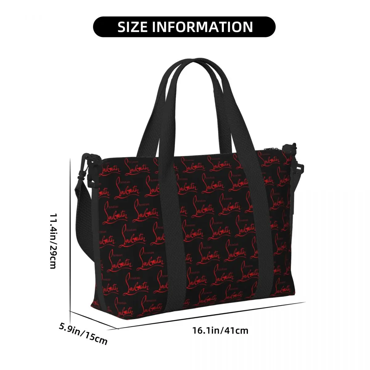 Custom Christians High Heels Louboutins Logo Tote Bag Women Big Capacity Gym Beach Travel Bags