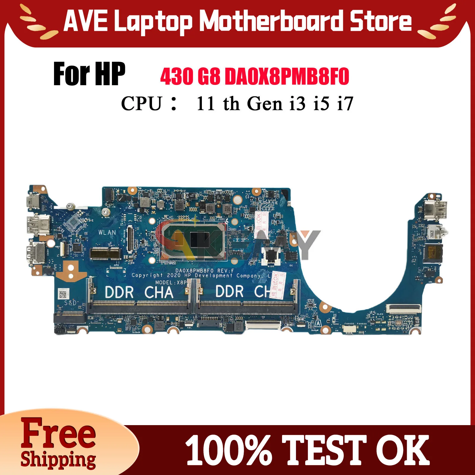 

DA0X8PMB8F0 Материнская плата для ноутбука HP ProBook 430 G8 с процессором i3 i5 i7 11-го поколения DDR4 M24277-601 M24275-601 100% полностью протестировано