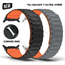 Correa de silicona para Samsung Galaxy Watch 7 Ultra, banda de 47MM con extremo curvo, sin huecos, para hombre