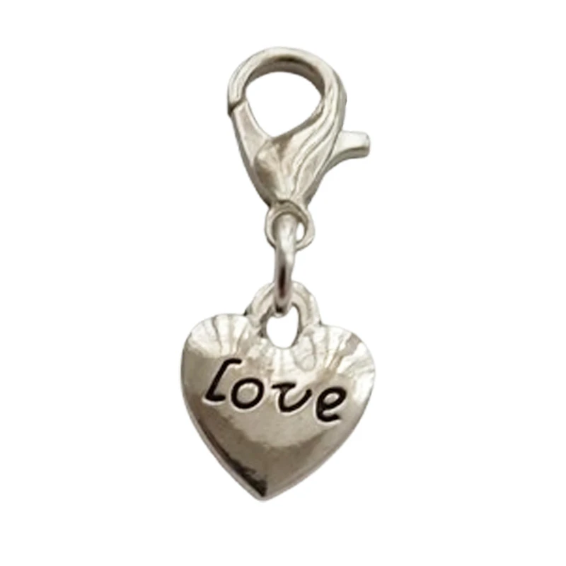 

3pcs Heart Clip on Charm, Very Small Heart Pendant Zipper Pull Purse Charms, Engraving Lobster Claw Charm