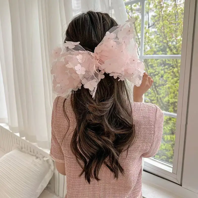 

1 Pcs Women's Hair Clip Sweet Lace 3D Bow Flower Elegant Cute Hair Pins Fashionable Gentle Versatile Hair Accessories For Girl