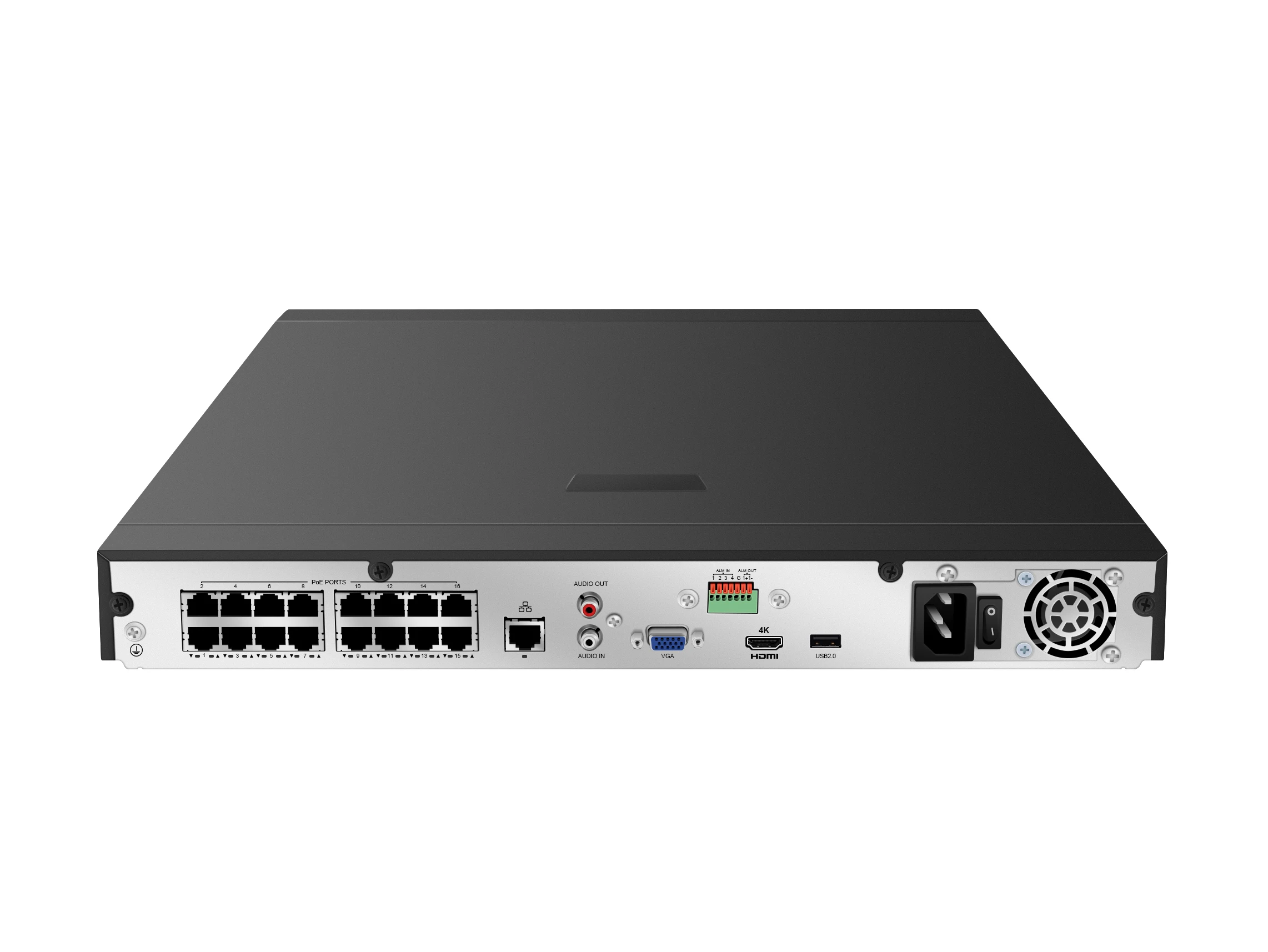 Economical YCX Brand OEM H.265 8MP 4K 16CH CCTV POE NVR Support 2 SATA HDD, APP Guard Viewer 112M Bandwidth