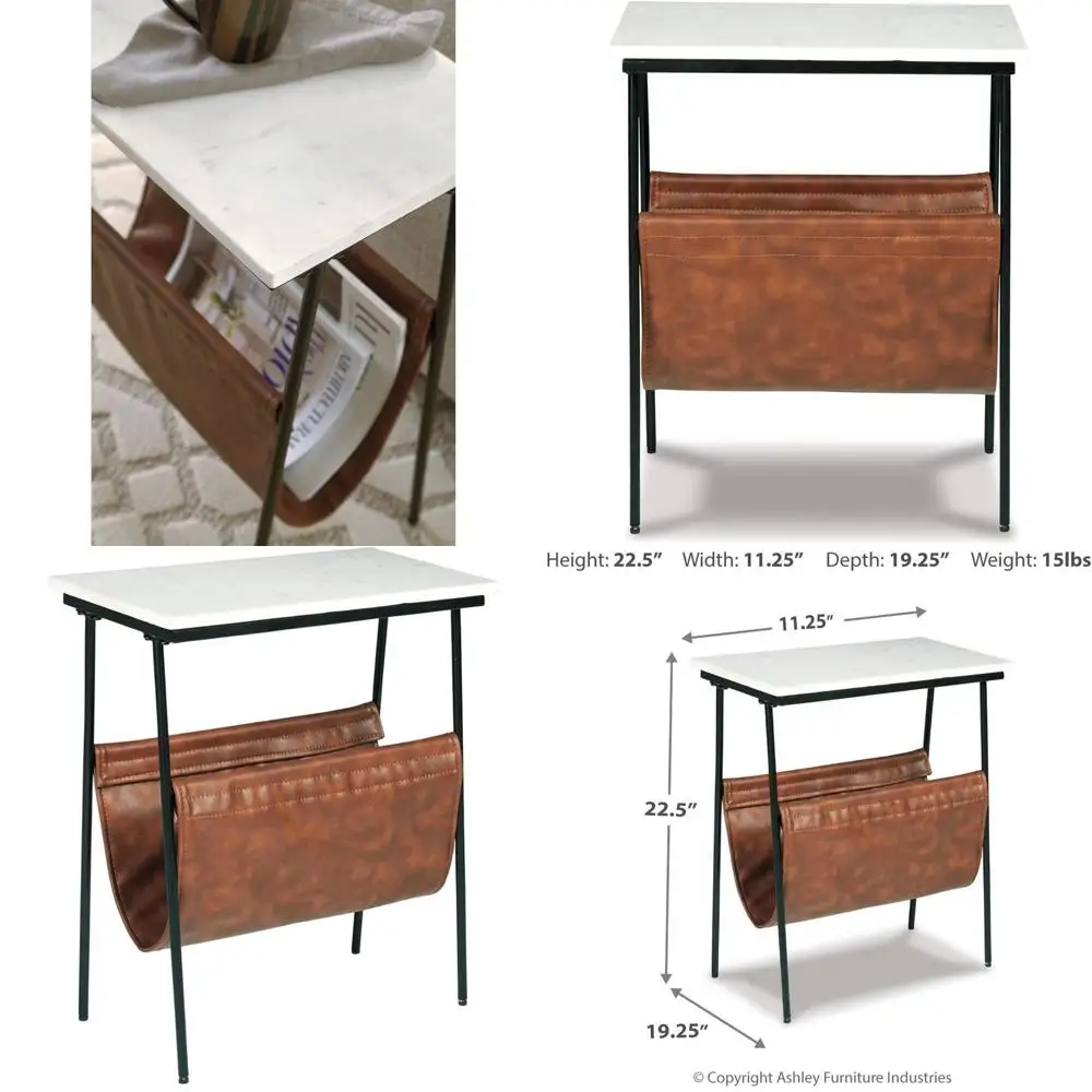 

Современный элегантный приставной столик с мраморной столешницей в белом и черном цветах