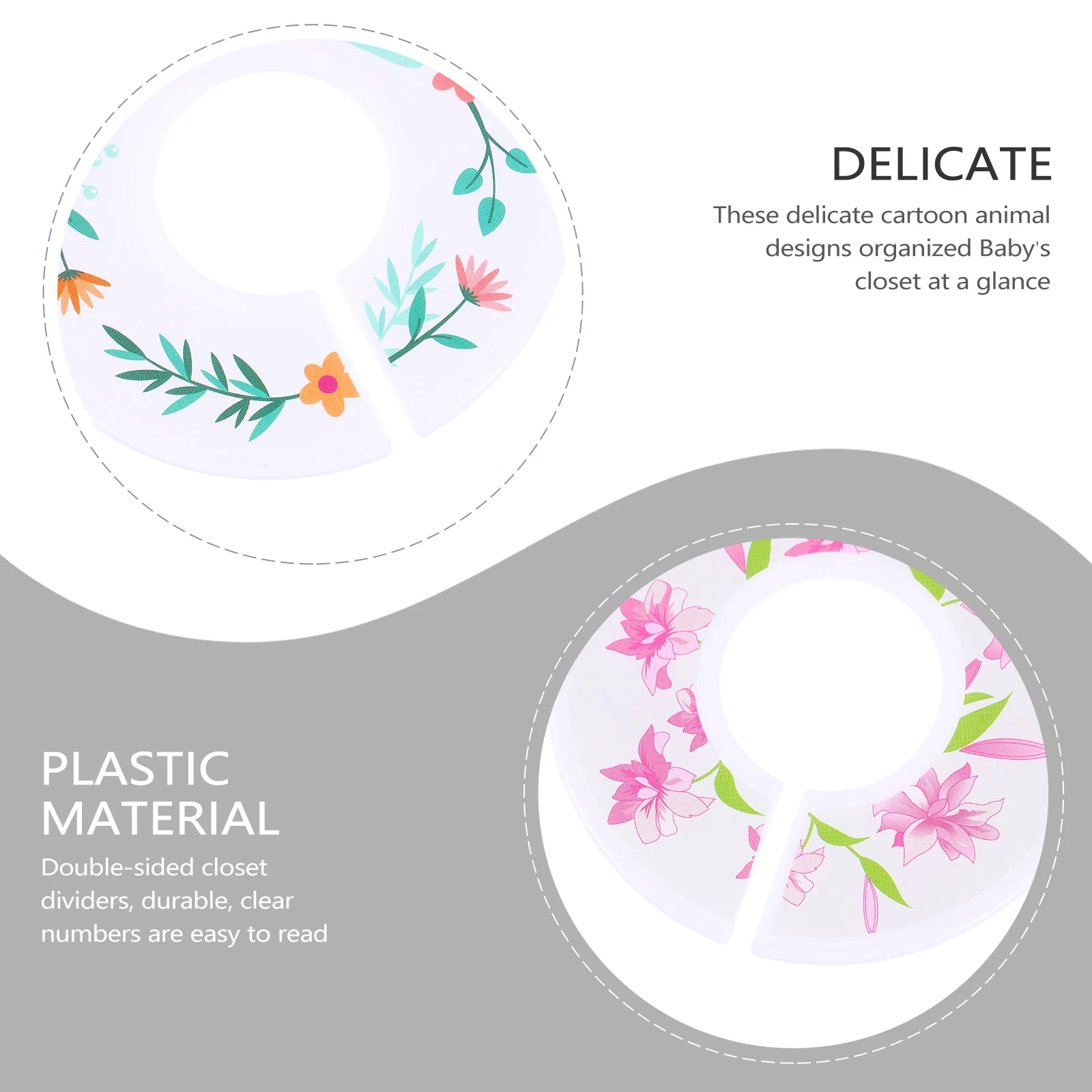 

2 Sets Clothes Divider Floral Closet Organizer Clear Numbers Easy Read Fits Standard Rods Clothes Size Dividers Storage Tools