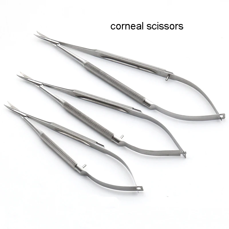 Stainless steel microsurgical scissors ophthalmic corneal scissors animal experiment fine scissors straight curved tip