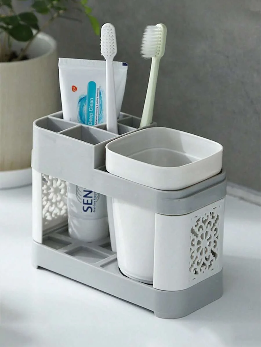 Toothbrush Holder With Gargle Cups Set, Creative Couple Home Bathroom Toothbrush Rack Cup Holder
