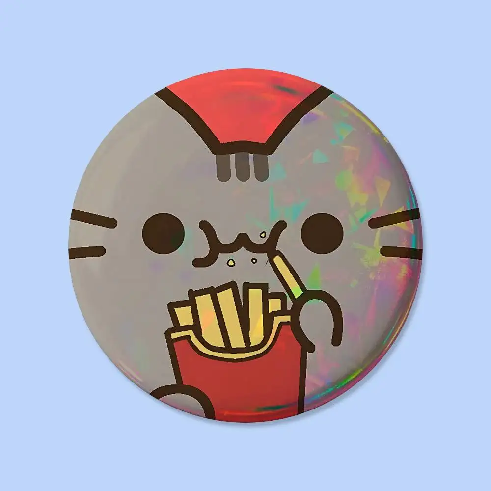 Kawaii P-Pusheen Abzeichen, Runde Kreative Anstecknadel, Brosche, Taschendekoration, Accessoires für Fans, Sammler, Freunde, Geschenke – Detail 10