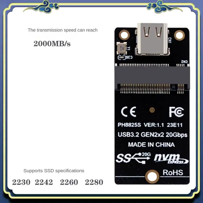 

Portable 2X NVME To USB 3.2 Type-C Adapter M2 NVME SSD Adapter ASM2364 USB 3.2 GEN2 X2 20Gbps Support M2 Nvme SSD 2230/42/60/80